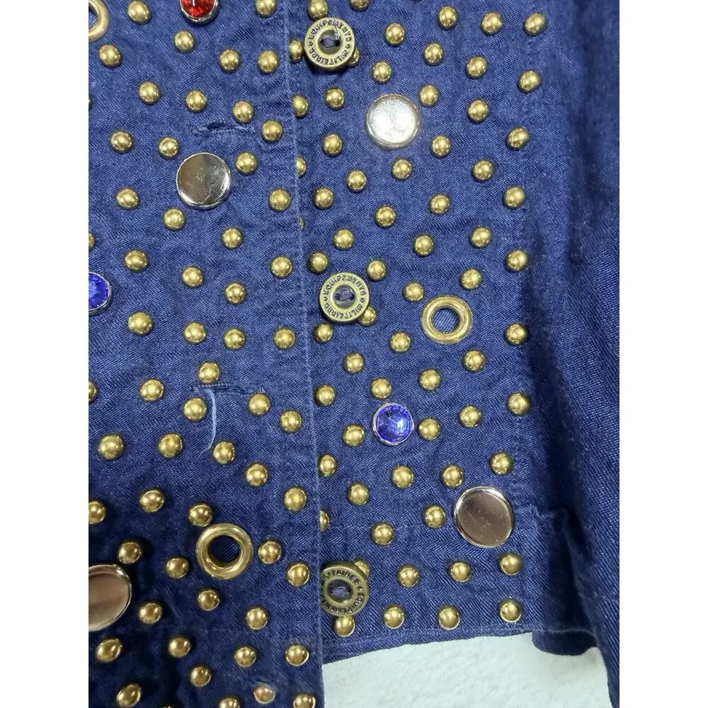 G.A.R. Exclusive Designs VTG Women's Sm. Blue Studded Denim Jacket Vintage 80s